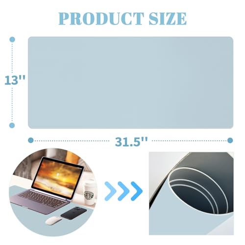 Dry Erase Desk Mat, Waterproof Desk Pad, Erasable Writing White Board for Making Plans, Non-Slip Large Desktop Protector for Office, Home, School 31"x13" (Blue) - color: Blue