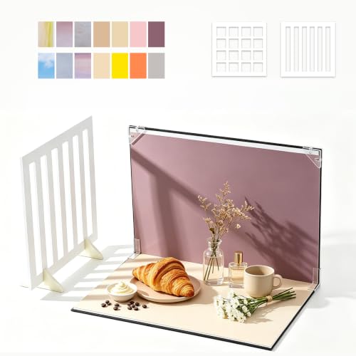 7pcs Double-Sided Photo Backdrop Board Kit, 16x11.5in PVC Flat Lay Background Paper, 14 Patterns, with 2pcs 11x11in Window Shadow Panes for Product, Food, Jewelry Photography - color: Shadow