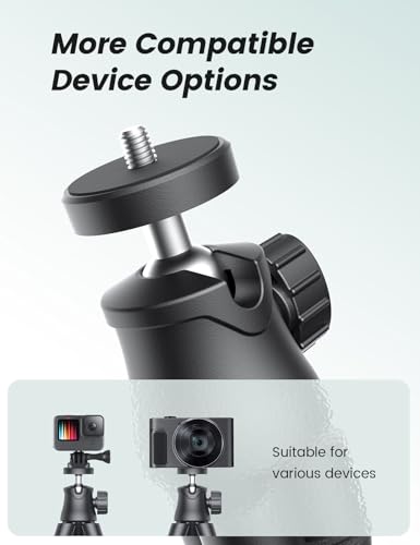 Pnitri Phone Tripod Stand, Extendable Reinforced Aluminum Phone Stand with Wireless Remote, Stable Cellphone Tripod (13.4'' Black) - style: 13.4'' Black