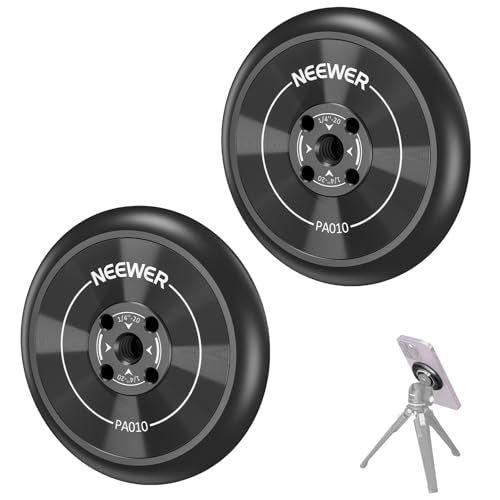 Neewer Magnetic Phone Tripod Mount Adapter with Adhesive Magnetic Ring 2 Pack Compatible with MagSafe iPhone 16 15 Pro Max Plus 14 13 12, 1/4" Thread for Video Recording Selfie Stick Ring Light, PA010 - style: PA010(2 Pack) w/Magnetic Ring
