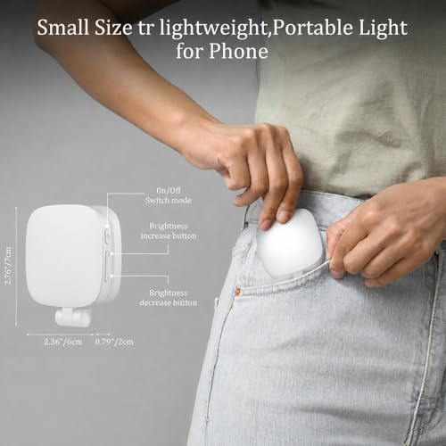 Magnetic Selfie Light Compatible with MagSafe, Foldable LED Phone Light with Mirror, 48 LEDs 5 Color Modes & 5 Brightness Levels, 360° Rotating Fill Light for Selfies, Makeup, TikTok, Zoom - color: White