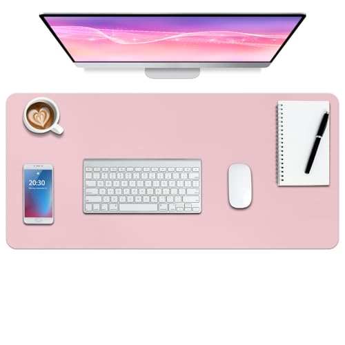 Boutilon Leather Desk Pad Protector,Non-Slip Mouse Pad,Laptop Desk Pad,Office Mouse Mat,Waterproof Leather Desk Blotter,Desk Writing Pad for Office and Home (S-Light Pink,24"x 14") - color: Light Pink, size: 14" x 24"
