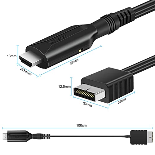 HDMI Cable for PlayStation 2 & 1 Console (PS2 & PS1), PS1/PS2 to HDMI Converter Adapter with True RGB Signal Output for PlayStation 1 Adapter for Sony PS2 Converter