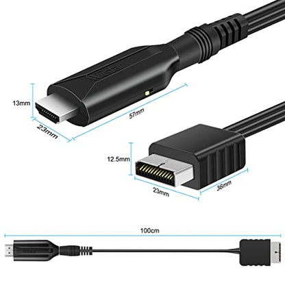 HDMI Cable for PlayStation 2 & 1 Console (PS2 & PS1), PS1/PS2 to HDMI Converter Adapter with True RGB Signal Output for PlayStation 1 Adapter for Sony PS2 Converter