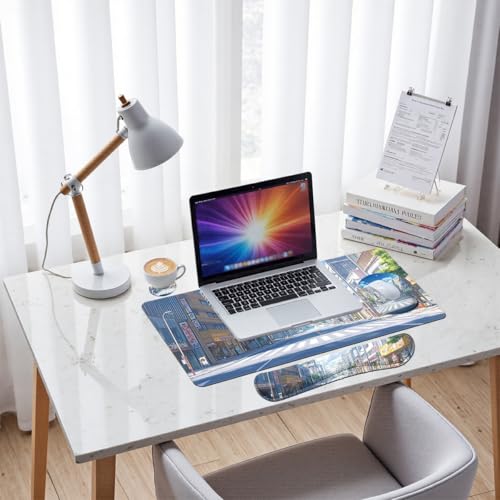 Anime Tokyo Desk Mat Set Summer City Large Mouse Pad with Wrist Rest 4in1 Desk Mat for Desktop Ergonomic Keyboard Wrist Support Anti-Slip Computer Ergonomic Mouse Pad Home Office Gaming - color: Anime Tokyo