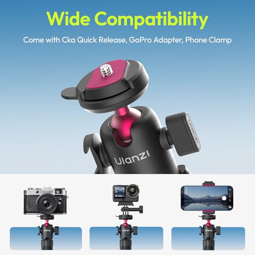 ULANZI MT-91 Flexible Octopus Tripod for Phone, GoPro&Camera, 3‑in‑1 Mini Tripod w Bluetooth Remote, CKA Quick Release w 1/4 Screw, GoPro Adapter, Phone Holder for Vlogging, Selfies, Video Recording