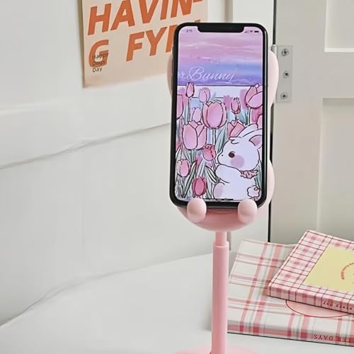 Creative Bunny Phone Stand, Adjustable Desktop Holder for Selfie, Live Streaming, and Watching Videos, Stretchable, Cute Rabbit Design, for Smartphones