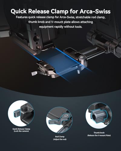 SMALLRIG Foldable V Mount Battery Plate w/QR Plate for Arca, for Sony FX3 / A7 V / A7 IV / A7S III, for Canon R5 / R6, for Nikon Z8, Compact Camera Video Rig, for NEEWER V Mount Battery PS099E - style: Lite