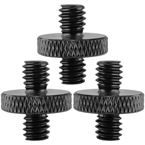 3-Pack 1/4" Male to Male Tripod Nut Connectors, Aluminum, Black - style: 1/4" male to 1/4" male