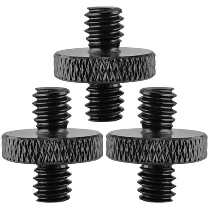 3-Pack 1/4" Male to Male Tripod Nut Connectors, Aluminum, Black - style: 1/4" male to 1/4" male