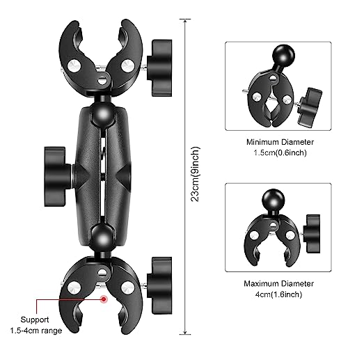 PULUZ Super Double Camera Clamp Mount, Crab Plier Clip Bracket Magic Arm Double Ball Head Adapter Umbrella Clamp for Motorcycle, Bike, Cross Bars, Desktop, Light Stand, Photo Boom Stand - style: Double Clamp