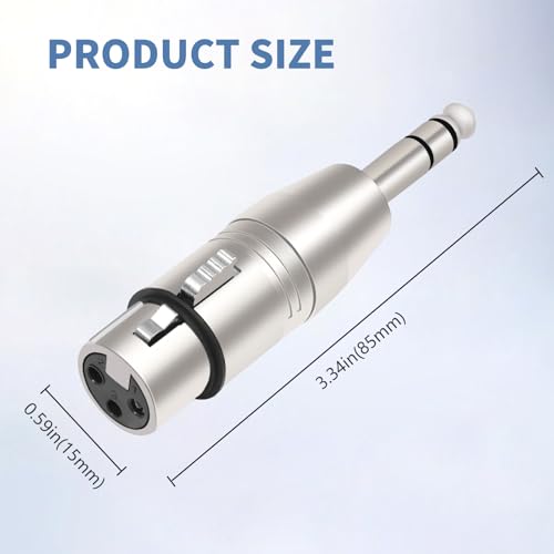 XLR Female to 1/4" TRS Adapter, 2-Pack, Balanced 6.35mm Male to XLR Female Connector for Microphone, Audio Interface, Mixer, Studio Equipment, Professional Audio Cable - color: XLR F TO 1/4" TRS
