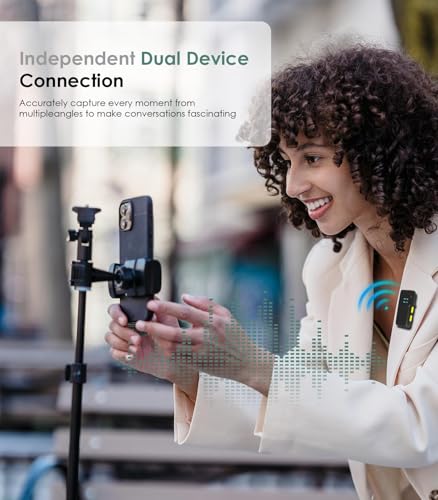 Wireless Lavalier Microphone for iPhone: iPad Android, AI Noise Reduction Clip-on Mic with Charging Case, 70FT Long Range, 30H Battery, for YouTube Tiktok Live Streaming Interview Recording