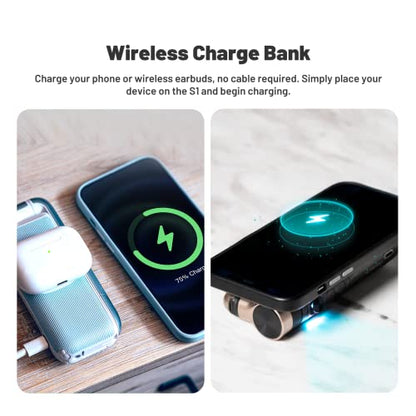 PowerVision S1,Smartphone Gimbal - Portable, Wireless Charging, 3-Axis Stabilization, Face Tracking, Gesture Control, Anti-Shake, Compatible with YouTube/TikTok/Vlogging (Car Mount Kit, Blue)
