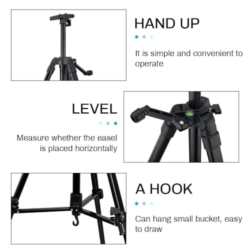 RRFTOK 21-61 Inch Adjustable Art Easel Stand for Painting with Tray | Portable metal easel with paintbrush tray for painting, canvas holder, artists, adults and floor use - style: 61B 1-Pack