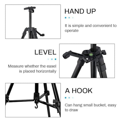 RRFTOK 21-61 Inch Adjustable Art Easel Stand for Painting with Tray | Portable metal easel with paintbrush tray for painting, canvas holder, artists, adults and floor use - style: 61B 1-Pack
