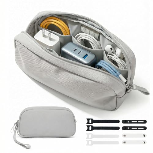 Travel Accessories Electronics Organizer, Waterproof Cable Organizer Bag for 3ft+ Cords, Tech Organizer Case for Charger, Phone & Airplane Gadgets, Gray - color: Space Gray, size: Medium
