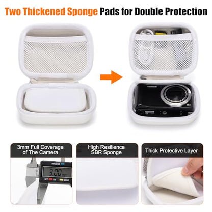 Cwatcun Digital Camera Case, Small Carrying Camera Pouch for AbergBest 2.7" LCD Kodak Pixpro/Canon PowerShot ELPH 180/190 / DSCW830 Travel Cameras, Waterproof Shockproof Case - Blacka WHITE - color: White