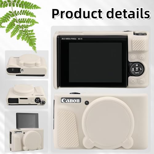 Camera Case for Canon PowerShot SX740/ SX730 Digital Camera,SX740 HS Case, Soft Silicone Protective Case Removable Lens Cover,Comes with 2 Screen Protectors and 1 Wrist Strap. (Mist White) - color: Mist White