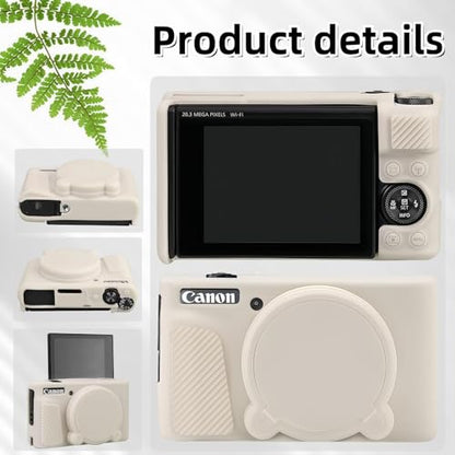 Camera Case for Canon PowerShot SX740/ SX730 Digital Camera,SX740 HS Case, Soft Silicone Protective Case Removable Lens Cover,Comes with 2 Screen Protectors and 1 Wrist Strap. (Mist White) - color: Mist White