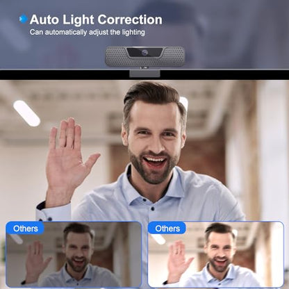 4K Auto Focus Webcam for PC, 4 AI Noise-Canceling Mics UHD Web cam, Auto Light Correction, 85°FOV Computer Web Camera, USB C Plug&Play Webcam with Tripod & Privacy Cover Works w/Zoom/Skype/Google - style: 4K Autofocus Webcam with Cover & Tripod