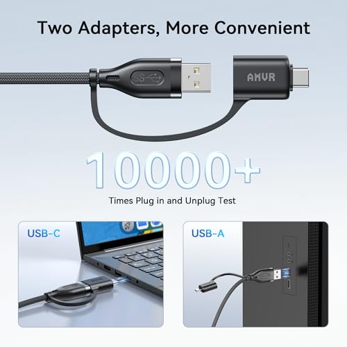 AMVR Link Cable with Charging 16FT Compatible with Meta Quest 3/3S/2/Pico 4 Accessories, Nylon Braided Cable with USB 3.0 A to C Adapter for SteamVR/PCVR, High-Speed Max 5Gbps, Play While Charger