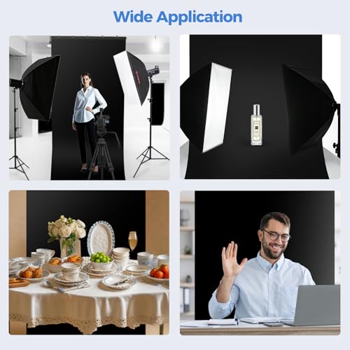 EMART Black Photo Backdrop with Stand Kit 10x5ft, Photography Black Background Screen with Portable T-Shape Support and 5 Clamps for Video Recording, Meetings, Self Tape - size: 5x10ft