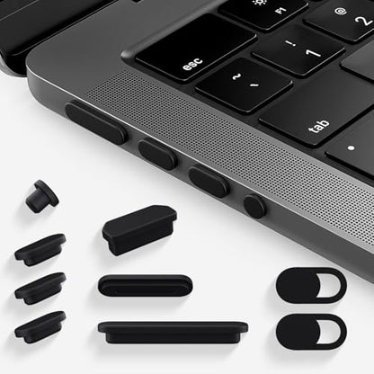 7PCS Dust Cover Port Plugs Accessories for 2026-2022 MacBook Air 13 15.3 inch M5 M4 M3 M2 M1 / MacBook Pro 14" 16" M5 M4 M3 M2 M1 Pro/Max & 2PCS Webcam Cover Slide