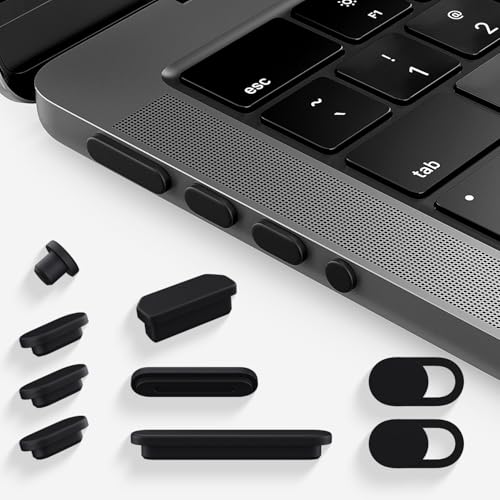 7PCS Dust Cover Port Plugs Accessories for 2026-2022 MacBook Air 13 15.3 inch M5 M4 M3 M2 M1 / MacBook Pro 14" 16" M5 M4 M3 M2 M1 Pro/Max & 2PCS Webcam Cover Slide