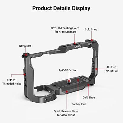 SmallRig Cage with Built-in Quick Release Plate for Arca-Swiss and Cold Shoe for Sony ZV-E10-3531 - style: Cage