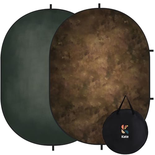 Kate Collapsible Backdrop Pop up Backdrops Self Tape Backdrop Portable for Headshot,Portrait Photography,Video,5x6.5ft,(Brown/Green)
