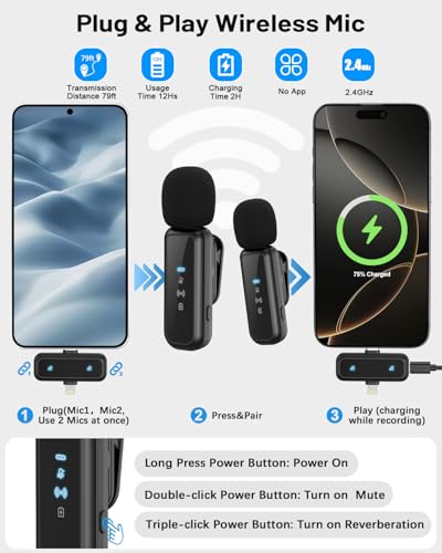 Vlogging Kit for iPhone/Android, 71" Selfie Stick Tripod for iPhone with Fill Light, Wireless Mic & Remote, Adjustable Aluminum Phone Tripod for TikTok/YouTube Content Creator Essentials Starter Kit‌ - size: Tripod with Large Ring Light & Mic