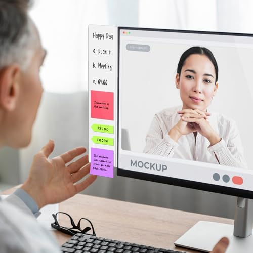 Magnetic Monitor Memo Board, Acrylic Message Reminder Board for Moniter Side, Office Desk Accessories for Women Men, Computer Sticky Note Holder Home Office Memo Holder, White, XL - style: 13.2" X 3.3"-White-1Pack