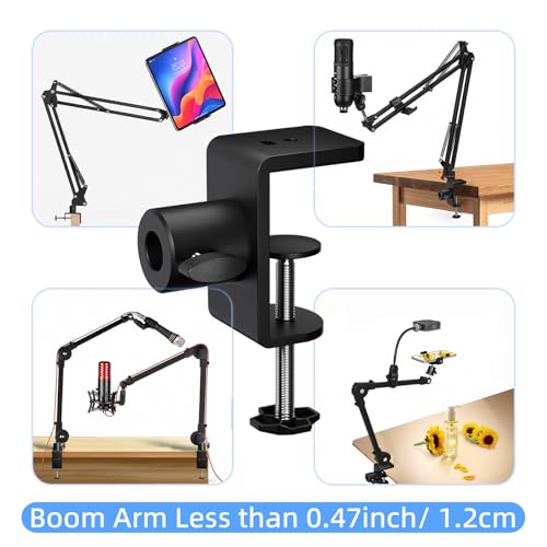 Microphone Boom Arm Desk C-Clamp, 2-Way Mount Universal 12mm Desk Mount Clamp, Heavy-Duty No-Drill Mic Stand Clamp, Fits Up to 2.17"/55mm Thick Desks for Mic, Lamp, Phone/Tablet - size: XZ007