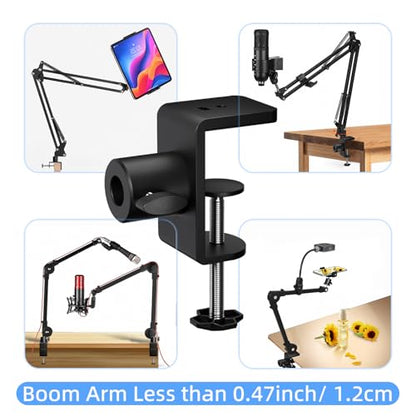 Microphone Boom Arm Desk C-Clamp, 2-Way Mount Universal 12mm Desk Mount Clamp, Heavy-Duty No-Drill Mic Stand Clamp, Fits Up to 2.17"/55mm Thick Desks for Mic, Lamp, Phone/Tablet - size: XZ007