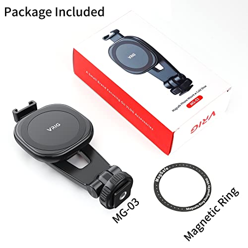 VRIG MG-03 Magnetic Phone Tripod Mount,Tripod Mount for Magsafe w Cold Shoe for iPhone 17.16.15.14.13.12 Series,Magnetic Ring Compatible with All Phones & All Cases,360° Rotation,for Tripods,Cameras - size: MG-03