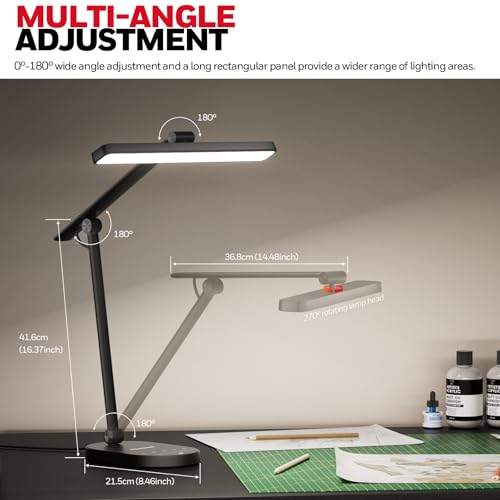 Honeywell Desk Lamp for Home Office, H4 Sunturalux™ Eye-Caring LED Desk Light, 700LM Dimmable Desk Lamp with Timer, Adjustable Desk Reading Light, Touch Auto Dimming Table Lamp for Study, Bedroom - color: Black