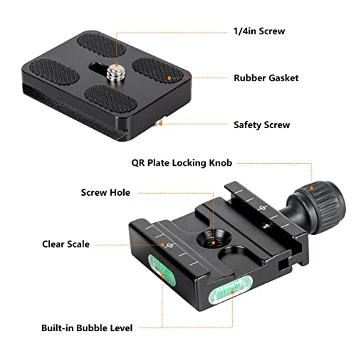 Koolehaoda 50mm Quick Release Plate & Clamp Set - Aluminum, Arca Swiss | QR Plate Adapter with Clamp, Arca-Swiss Standard Compatible, for DSLR Camera Tripod Ball Head Monopod Gimbal Stabilizer - color: KQ-50 QR pale