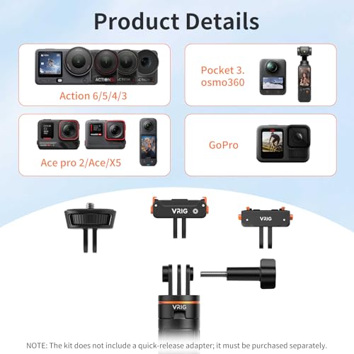 VRIG TP35 Auto Pop Open Extendable Mini Camera Tripod,Portable Small Handle Grip Desktop Webcam Selfie Stick Tripod for DJI Osmo Action 6/5Pro/4/3,GoPro Hero 13 12 11 10 Max,Mission 1 PRO - size: 11.9" Tripod