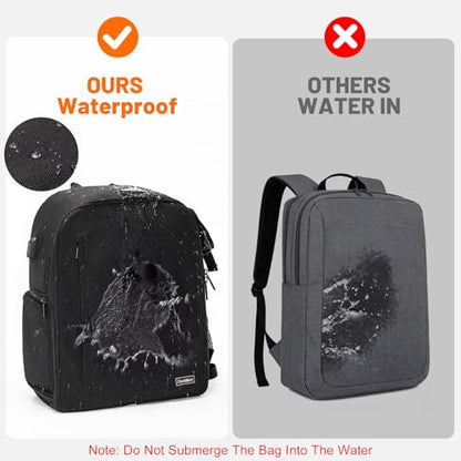 Cwatcun Professional Camera Backpack - Waterproof DSLR/SLR/Mirrorless Camera Case - Compatible with Sony, Canon, Nikon - Large Black - color: Black, size: 2.0 Large
