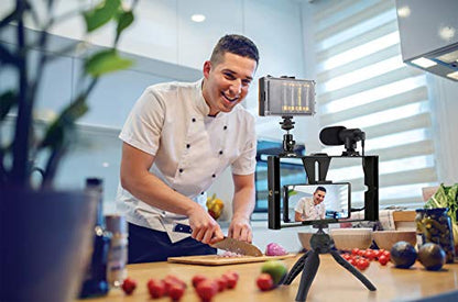 GPX All-in-One Vlogging Kit, for YouTube and TIK Tok, Includes LED Video Light, Tripod, Microphone, Fits Most Smartphones (TPDL900B)