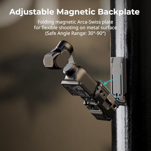SmallRig Magnetic Mount Desktop Stand for DJI Osmo Pocket 4P / 4/3, Adjustable Backplate Aluminum Expansion Adapter, with 1/4"-20 Locating Holes, Cold Shoe Mount, Plate for Arca-Swiss Tripod - 6003