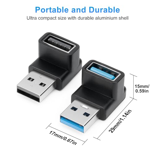 USB 3.1 Adapter 90 Degree (2 Pack), Up and Down Angle 90 Degree USB3.1 Type A Male to USB-A Female Adapter USB Coupler Adapters, Fast Charging Converter OTG (USB 3.1 Up Down) - style: 3.1USBm-USBf-3D