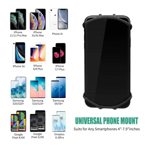 Bike Phone Mount - Universal Silicone Cellphone Holder - Adjustable Road Mountain Bicycle Handlebar Rack Clamp Accessories for iPhone 17 16 15 14 13 Pro Max Plus Air for Scooter Stroller - color: Bike Phone Mount