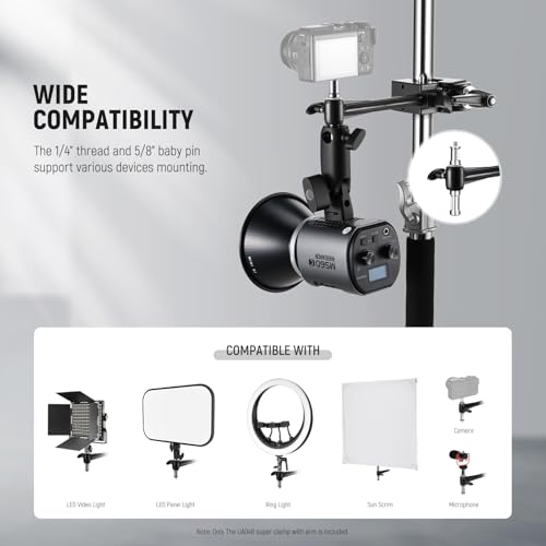 NEEWER Super Clamp with 6" Extension Arm, 5/8" Stud, 2.4" Jaw Grip Heavy Duty Crab Pole Clamp for Round Pipe Flat Surface,for Photography Studio Camera Lighting Mounting, Max Load 33lb/15kg - style: UA048