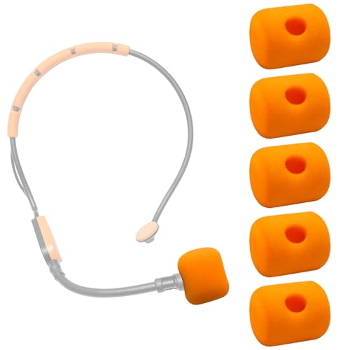 5 Pcs SM31 Mic Covers Compatible with Shure SM31 P31 PGA31-TQG SM31FT, BLX14/SM31 BLX14/P31 Wireless Microphone/Headset System, High Density Foam Microphone Pop Filter Windscreen (Orange) - color: Orange