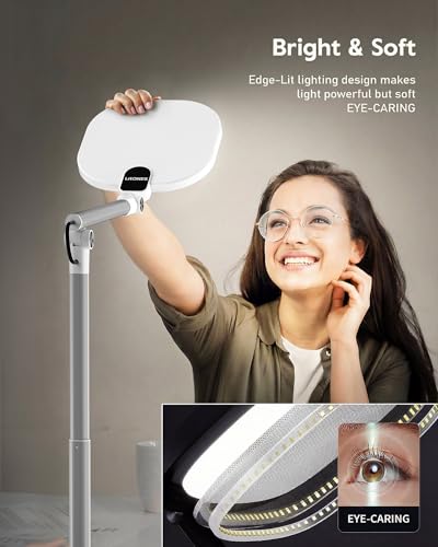 Led Desk Lamps for Home Office with Base, Tall Desk Lamp with 50 Light Modes & Memory and Timer Func Computer Light, Flexible Adjustable Table Lamps for Video Conference, Architect (White 1 Pack) - size: White 1 Pack