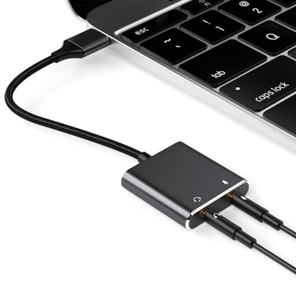 Multifunctional USB Sound Card Adapter Wire Headphone and Microphone Converter for Gaming Podcasting & Online Meetings Connection Cord
