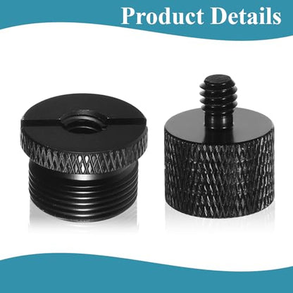2 Pack Mic Stand Adapter 5/8 to 1/4 and 1/4 to 5/8 Screw Adapter, Aluminum Alloy Microphone Tripod Camera Mount Adapters Microphone Stand Accessories
