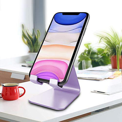 CreaDream Cell Phone Stand, Cradle, Holder,Aluminum Desktop Stand Compatible with Switch, All Smart Phone, iPhone 17 16 Pro Xs Max Xr X Se 8 7 6 6s Plus SE 5 5s-Purple - color: Purple
